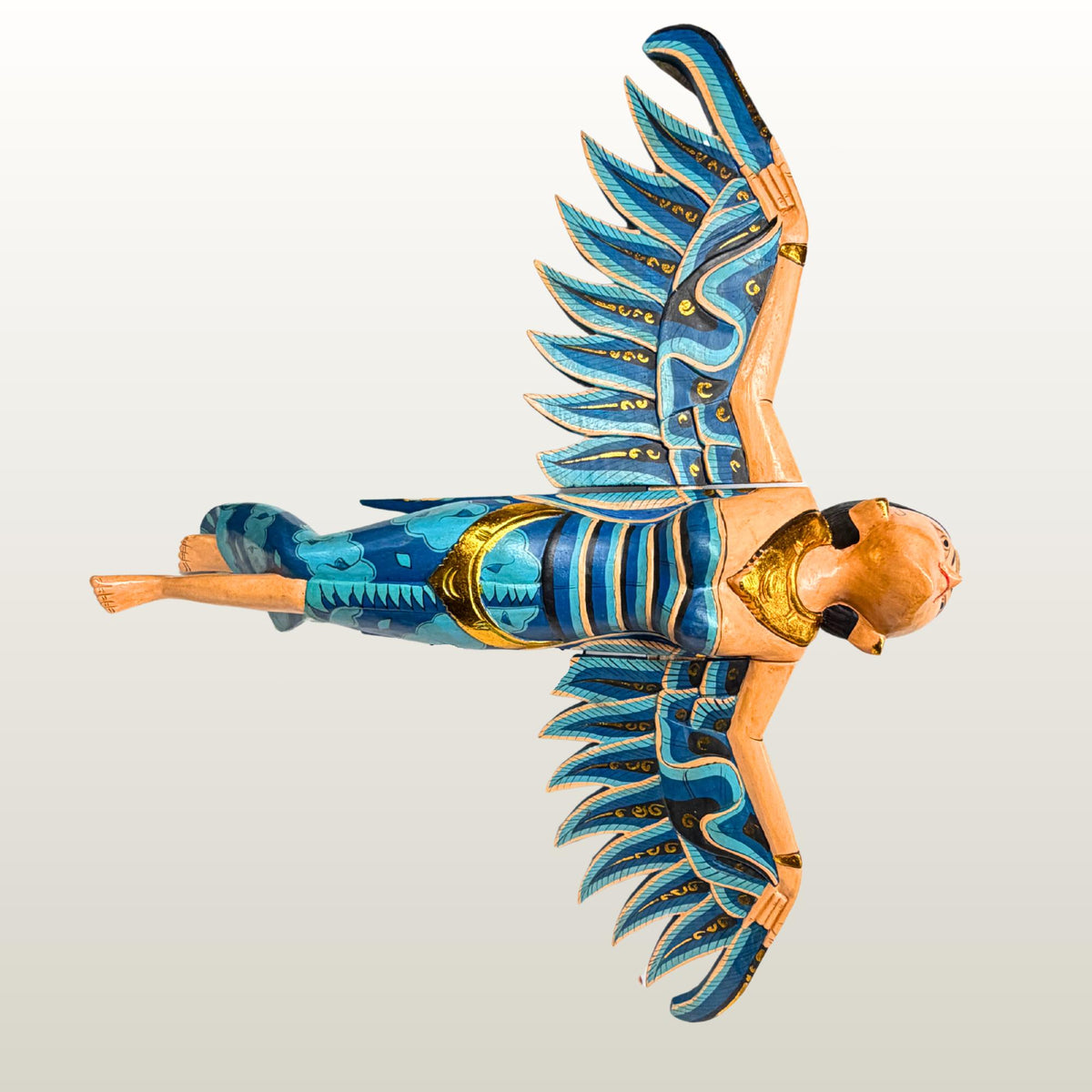 Balinese Winged Dewi Sri Goddess Mobile: Carved Wood Demon Chaser Bali Art 30"