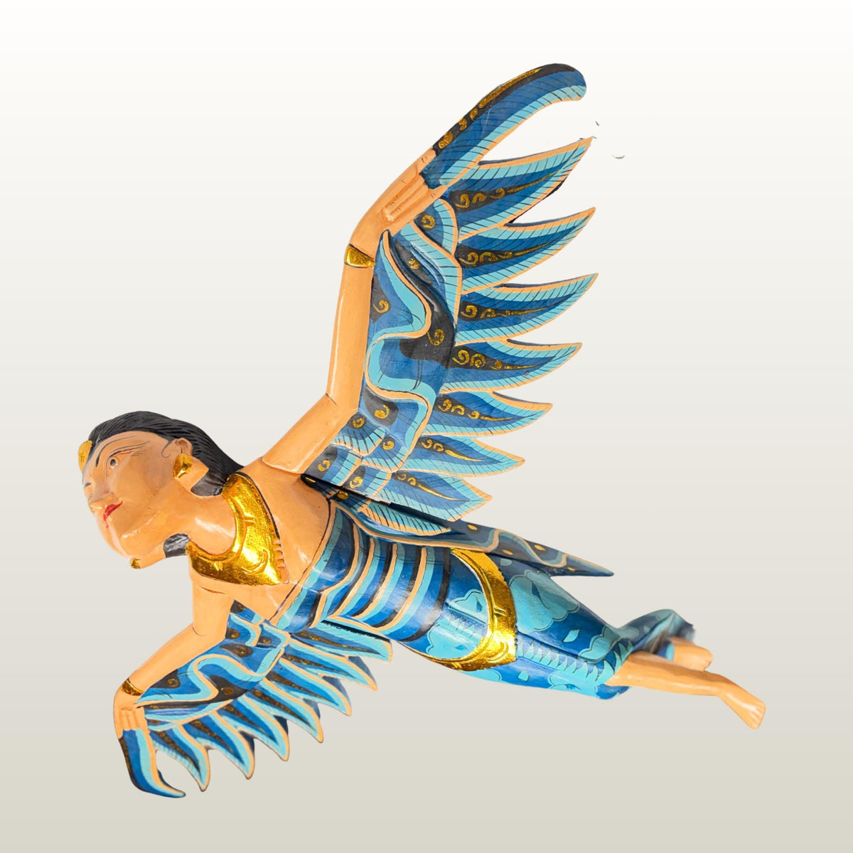 Balinese Winged Dewi Sri Goddess Mobile: Carved Wood Demon Chaser Bali Art 30"