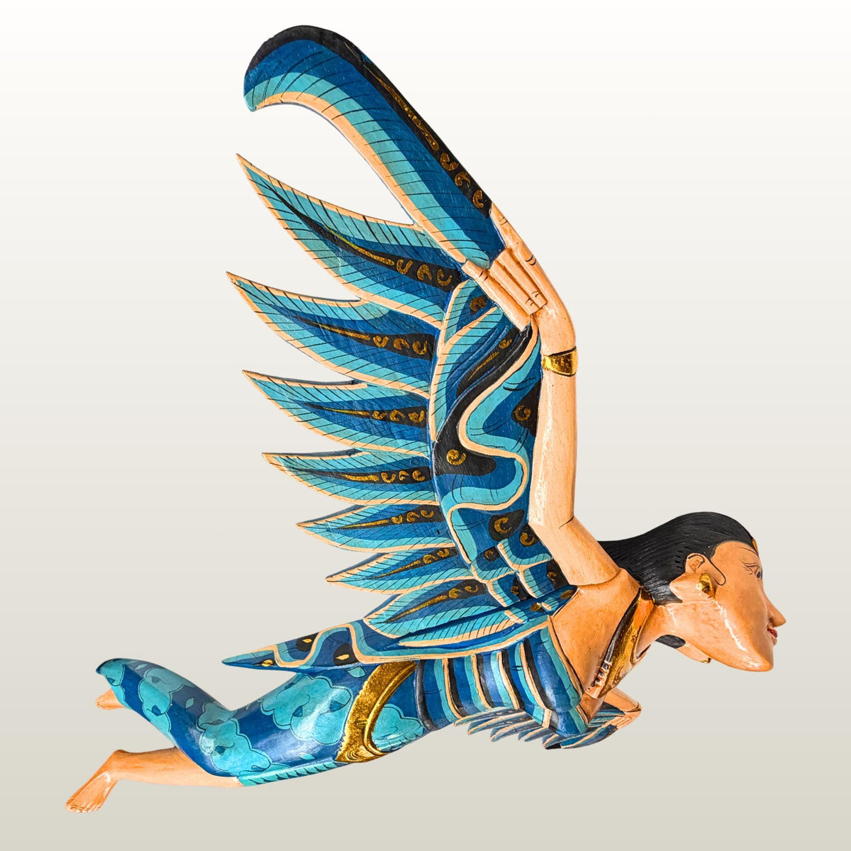 Balinese Winged Dewi Sri Goddess Mobile: Carved Wood Demon Chaser Bali Art 30"