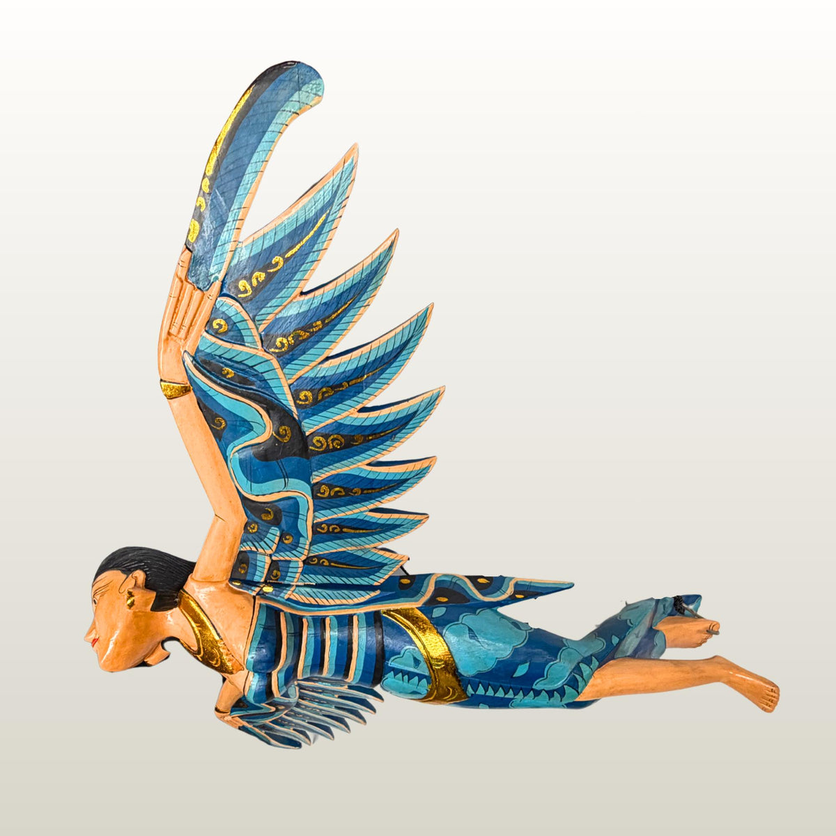 Balinese Winged Dewi Sri Goddess Mobile: Carved Wood Demon Chaser Bali Art 30"