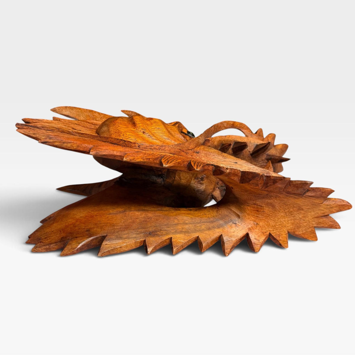 Balinese Horned Dragon Mask: Hand Carved Wood Naga, Wall Art Sculpture