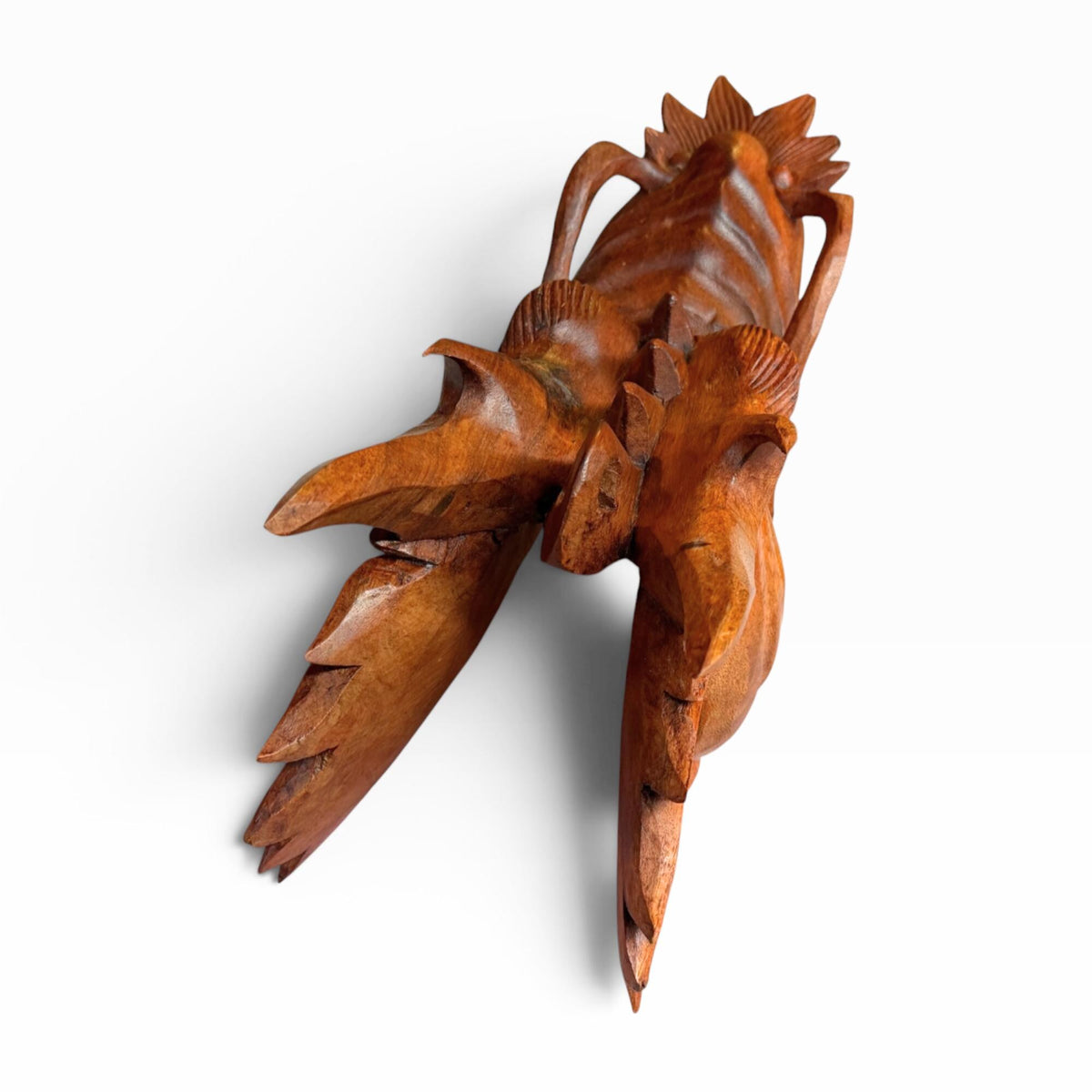 Balinese Horned Dragon Mask: Hand Carved Wood Naga, Wall Art Sculpture