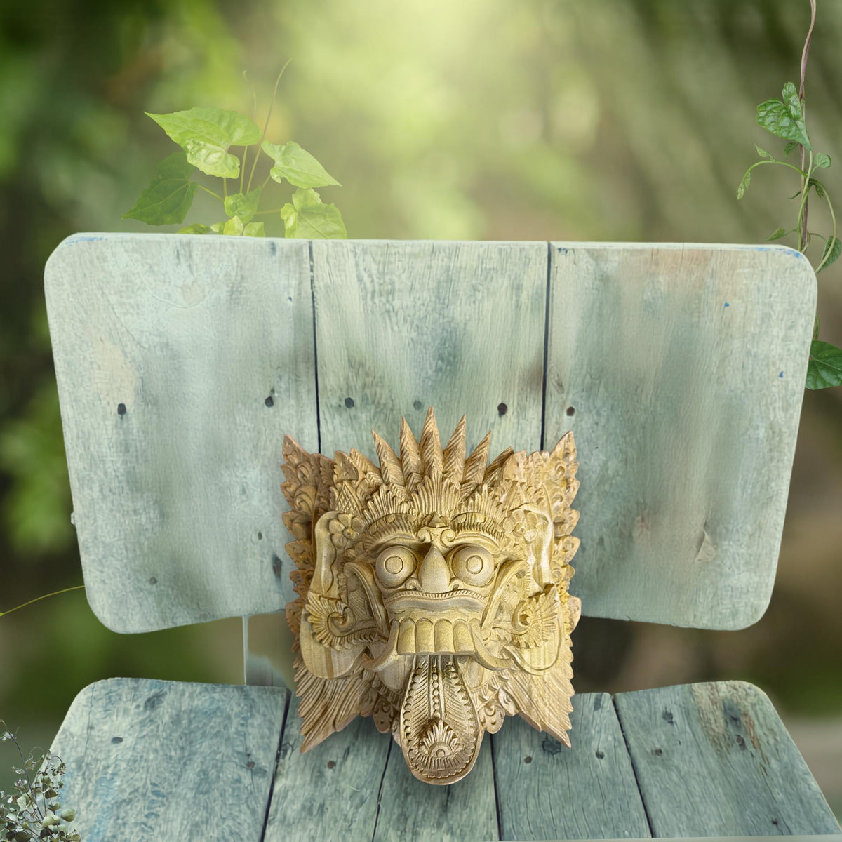 Balinese Rangda Demon Queen Mask, Hand Carved Wood Bali Art