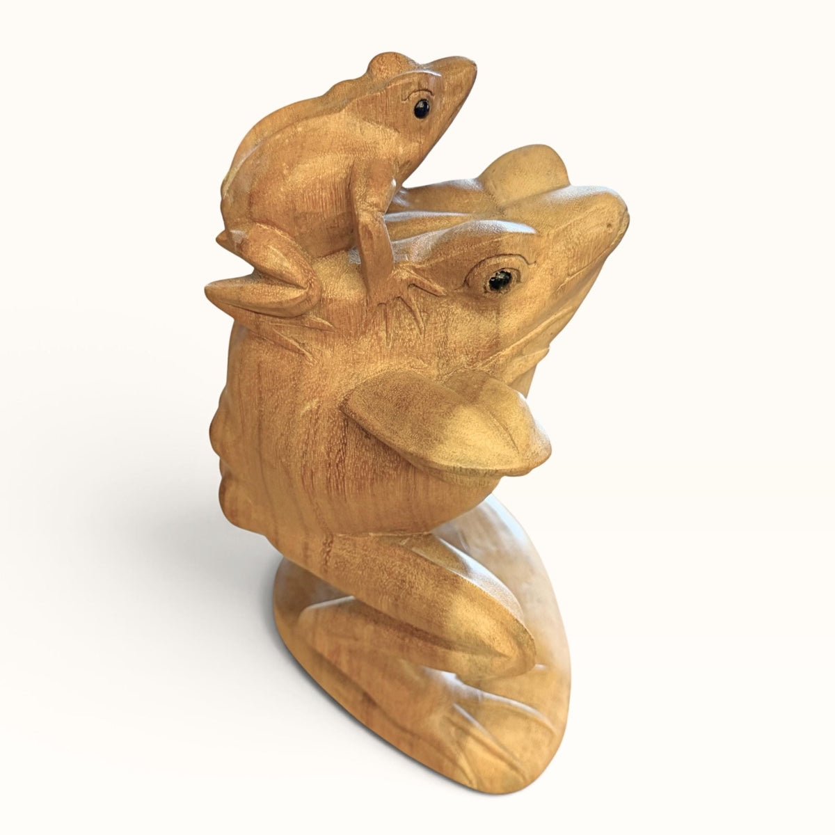 Vintage Balinese Frog with Baby Sculpture, Traditional Balinese Style  Art Wood Carving