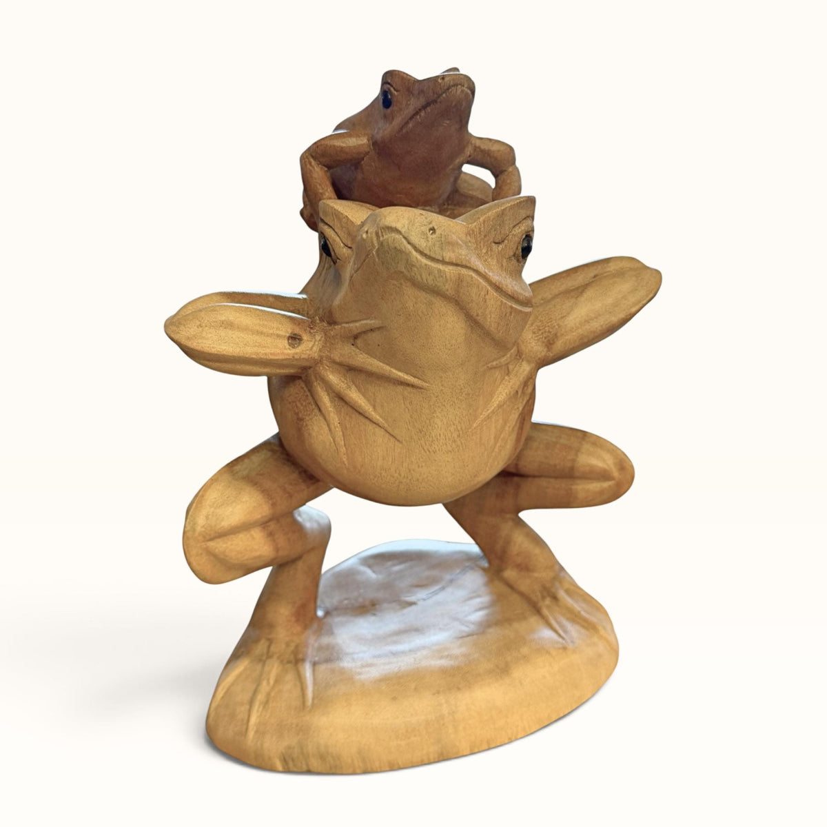 Vintage Balinese Frog with Baby Sculpture, Traditional Balinese Style  Art Wood Carving