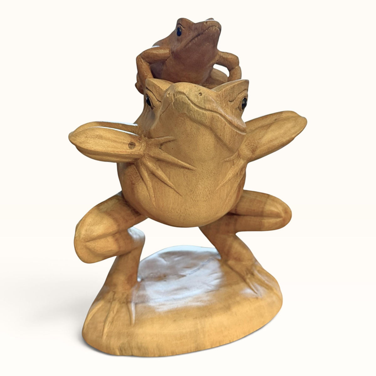 Vintage Balinese Frog with Baby Sculpture, Traditional Balinese Style  Art Wood Carving