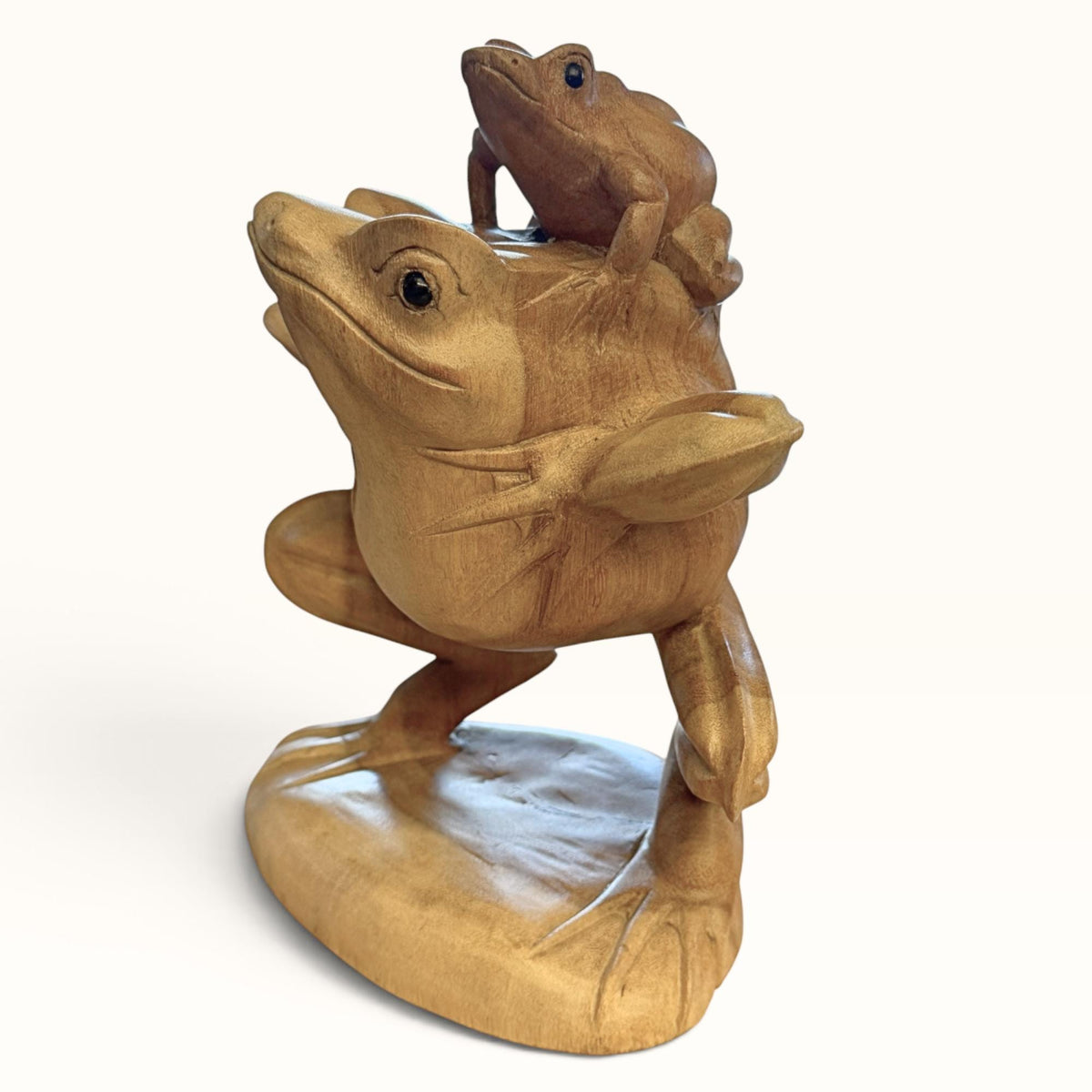 Vintage Balinese Frog with Baby Sculpture, Traditional Balinese Style  Art Wood Carving