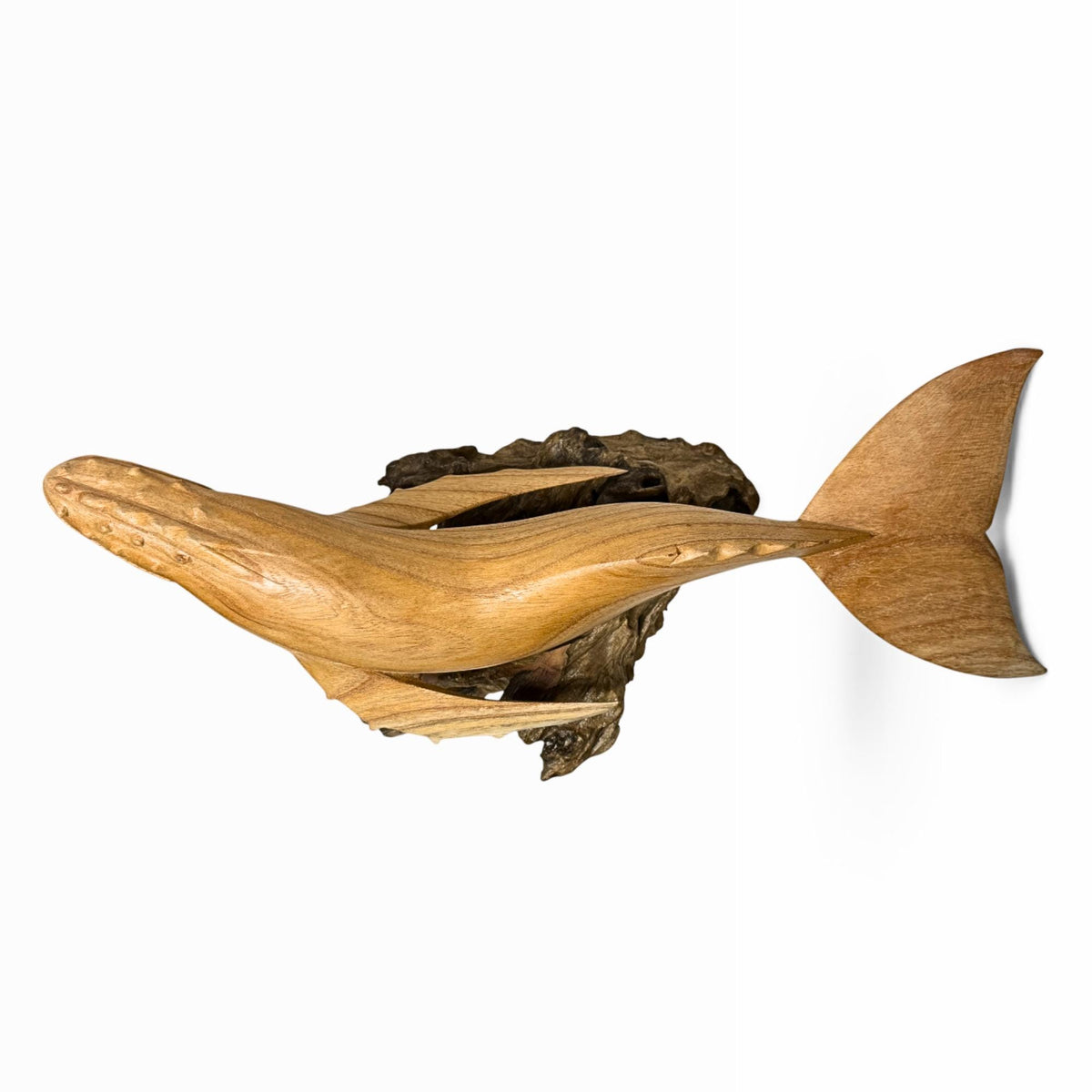 Humpback Whale Sculpture, Hand Carved Wood sea life Statue, Nautical Decor
