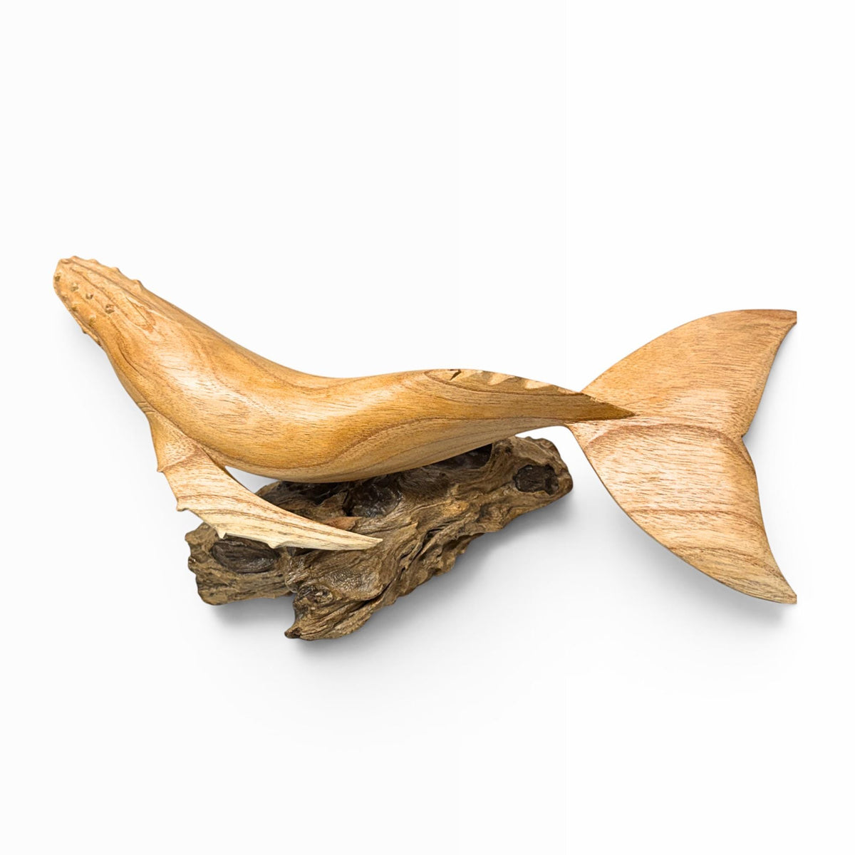 Humpback Whale Sculpture, Hand Carved Wood sea life Statue, Nautical Decor