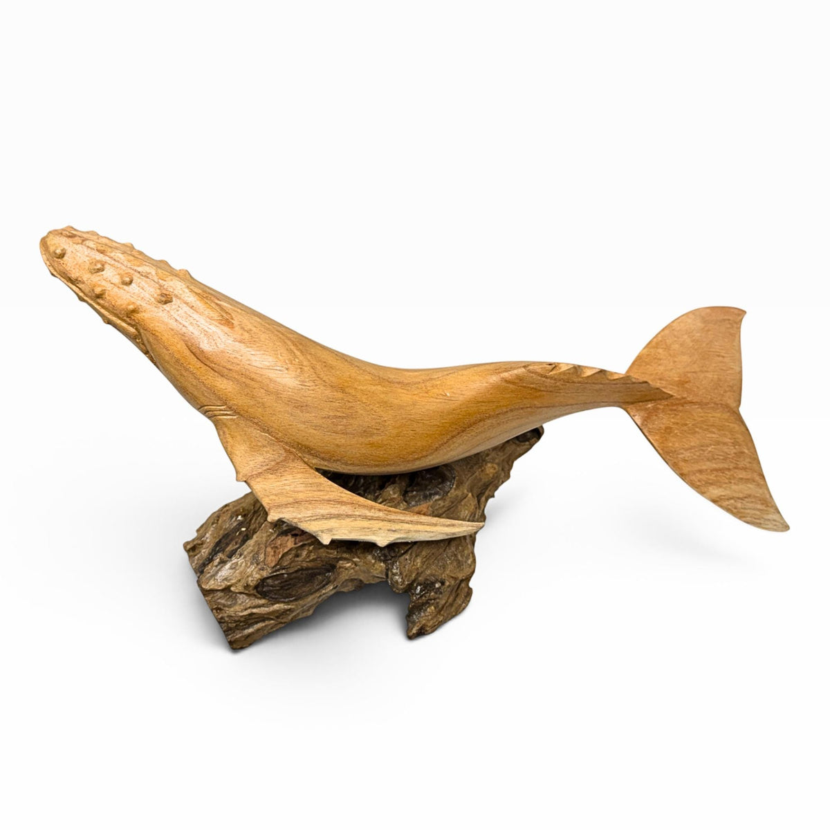 Humpback Whale Sculpture, Hand Carved Wood sea life Statue, Nautical Decor