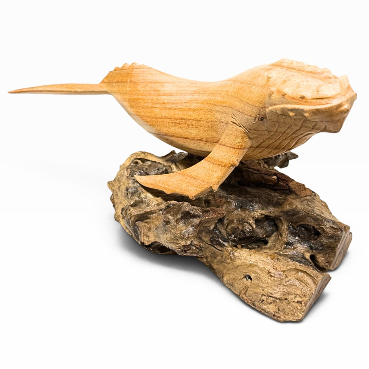 Humpback Whale Sculpture, Hand Carved Wood sea life Statue, Nautical Decor
