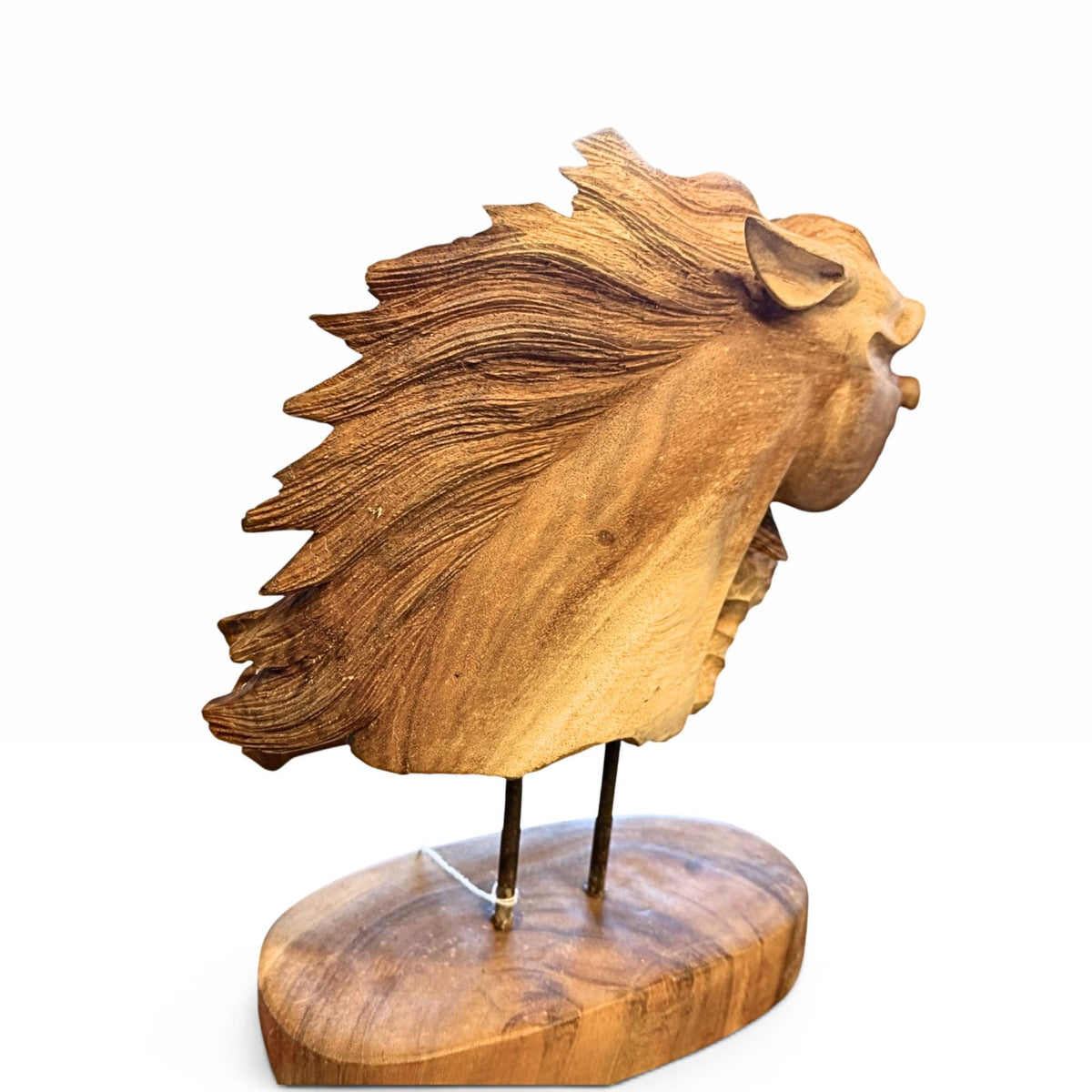 Wild Horses Sculpture - Hand Carved Teak Wood Horse Bust Statue, Equine Art