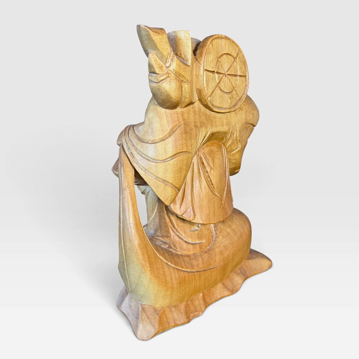 Laughing Hotei Budai Laughing Buddha Statue: Hand Carved Wood Sculpture