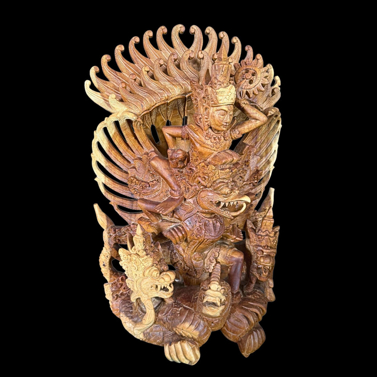 Balinese Garuda Vishnu Naga Sculpture: Hand carved wood  Indonesian Art Statue