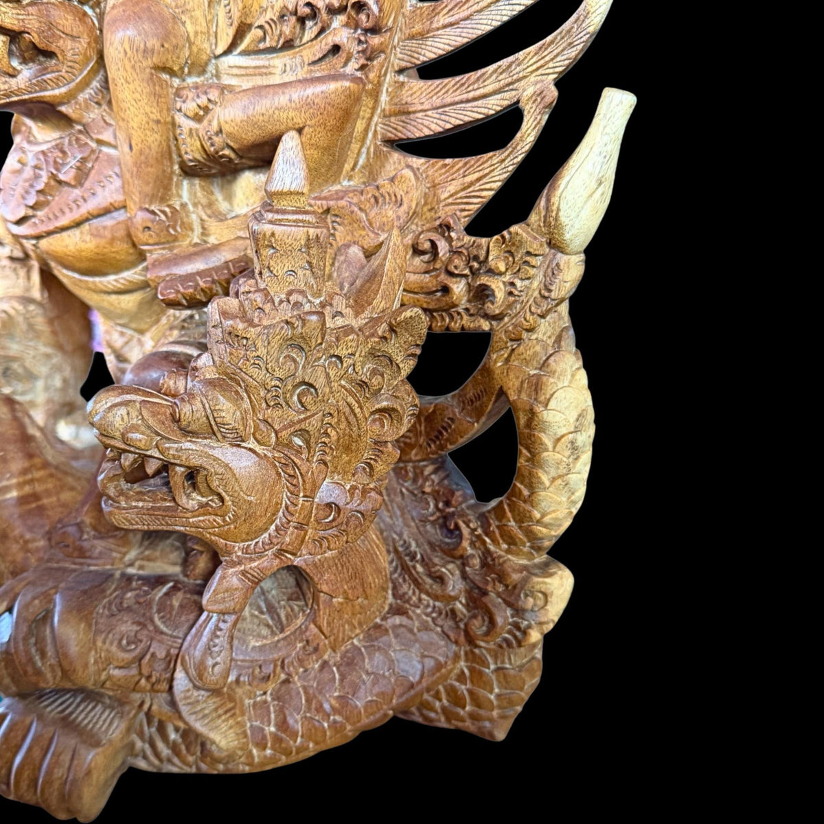 Balinese Garuda Vishnu Naga Sculpture: Hand carved wood  Indonesian Art Statue