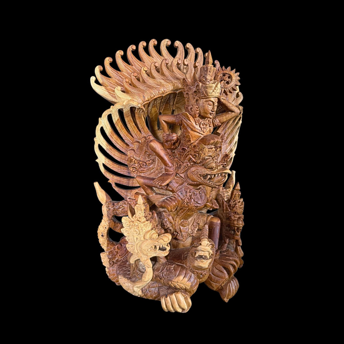 Balinese Garuda Vishnu Naga Sculpture: Hand carved wood  Indonesian Art Statue