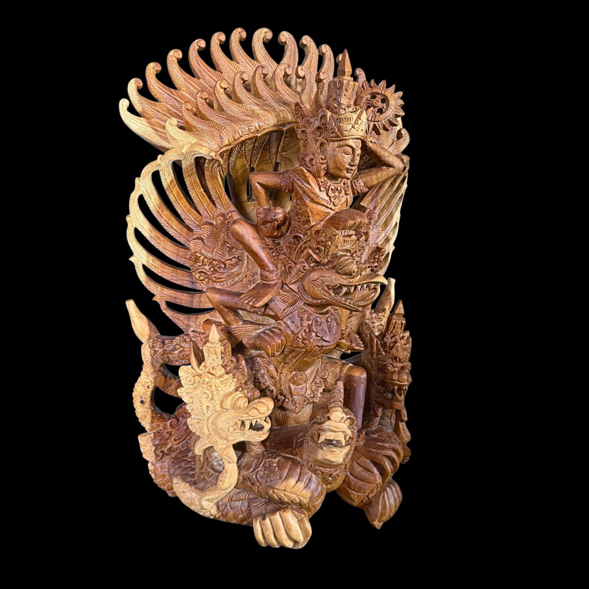 Balinese Garuda Vishnu Naga Sculpture: Hand carved wood  Indonesian Art Statue