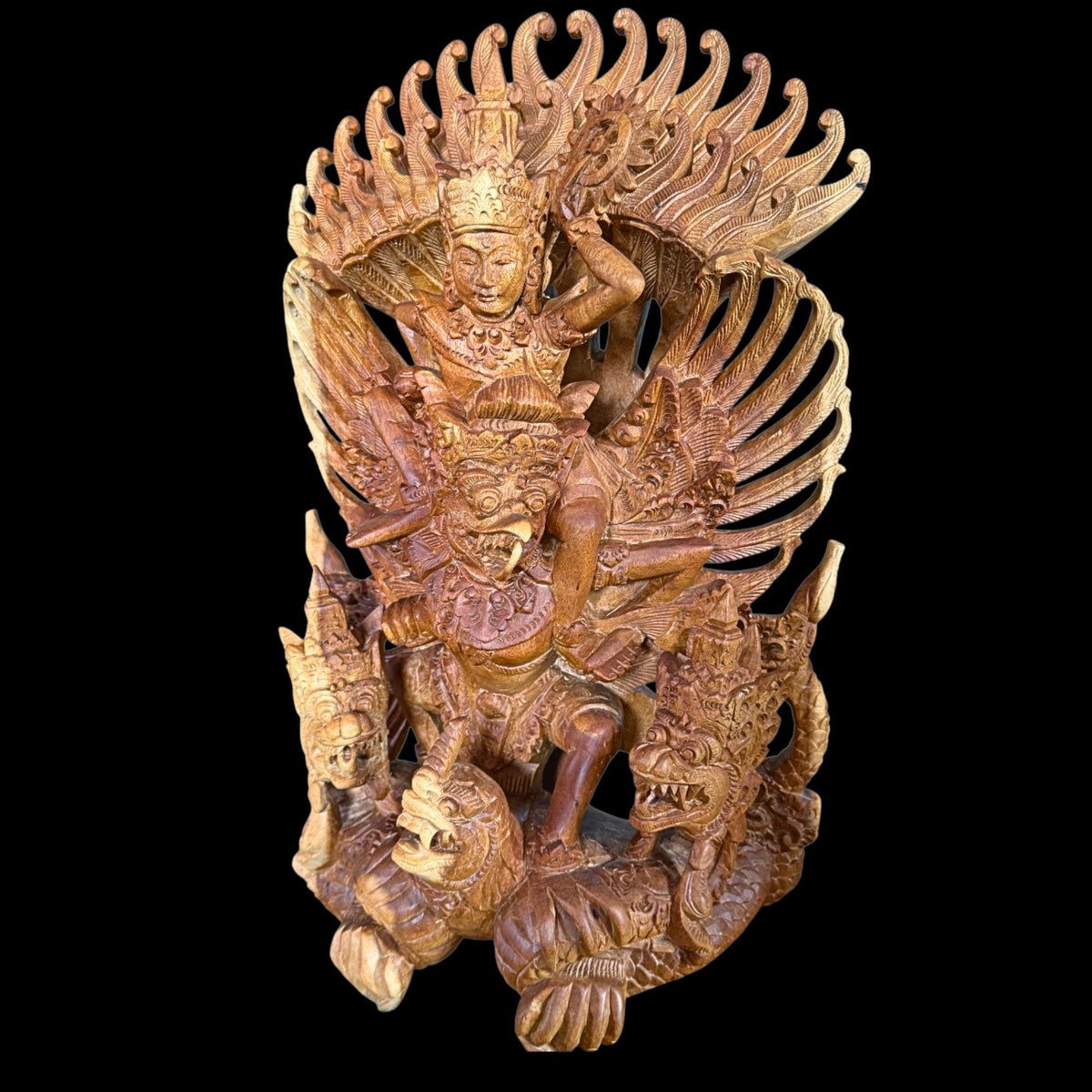 Balinese Garuda Vishnu Naga Sculpture: Hand carved wood  Indonesian Art Statue