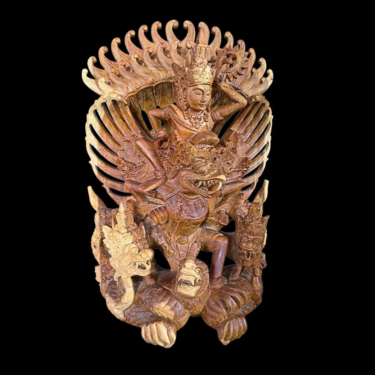 Balinese Garuda Vishnu Naga Sculpture: Hand carved wood  Indonesian Art Statue