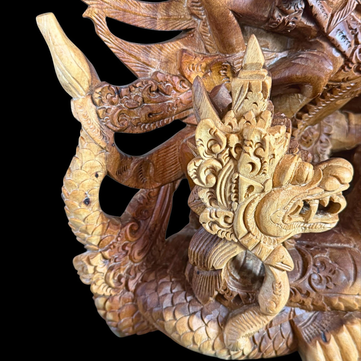 Balinese Garuda Vishnu Naga Sculpture: Hand carved wood  Indonesian Art Statue