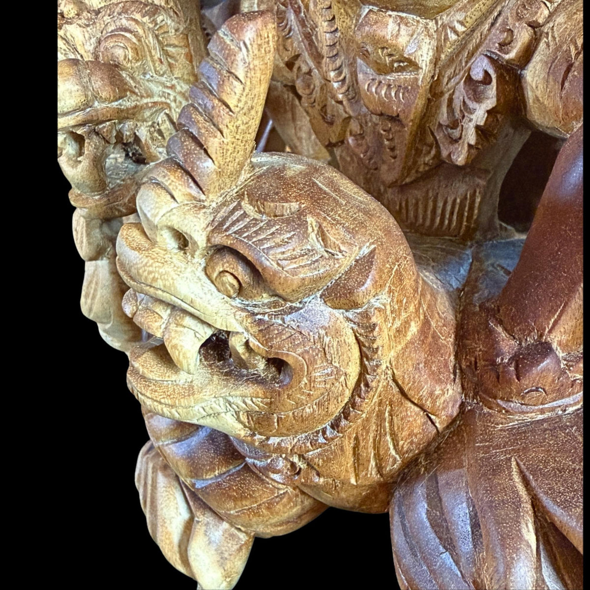 Balinese Garuda Vishnu Naga Sculpture: Hand carved wood  Indonesian Art Statue