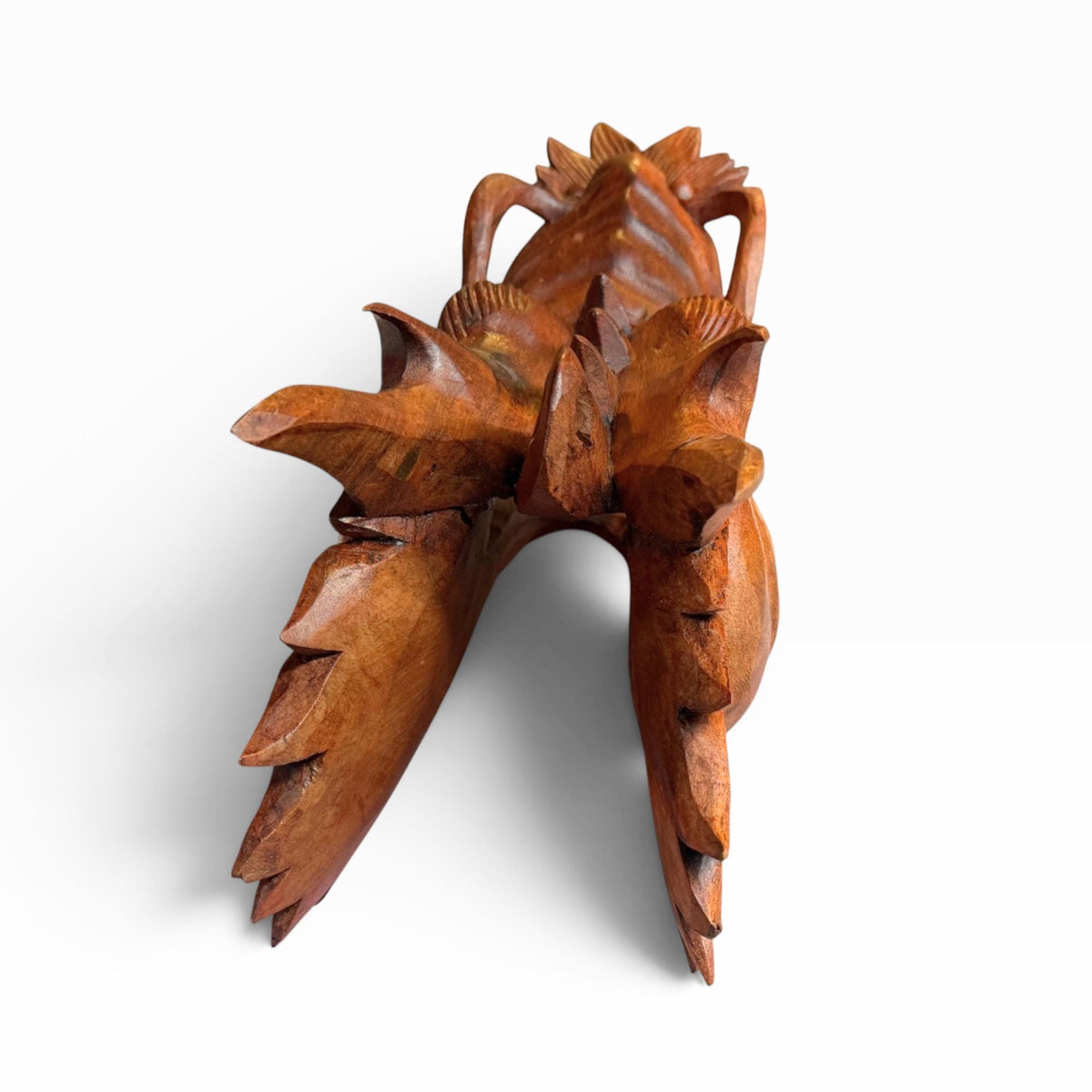 Balinese Horned Dragon Mask: Hand Carved Wood Naga, Wall Art Sculpture