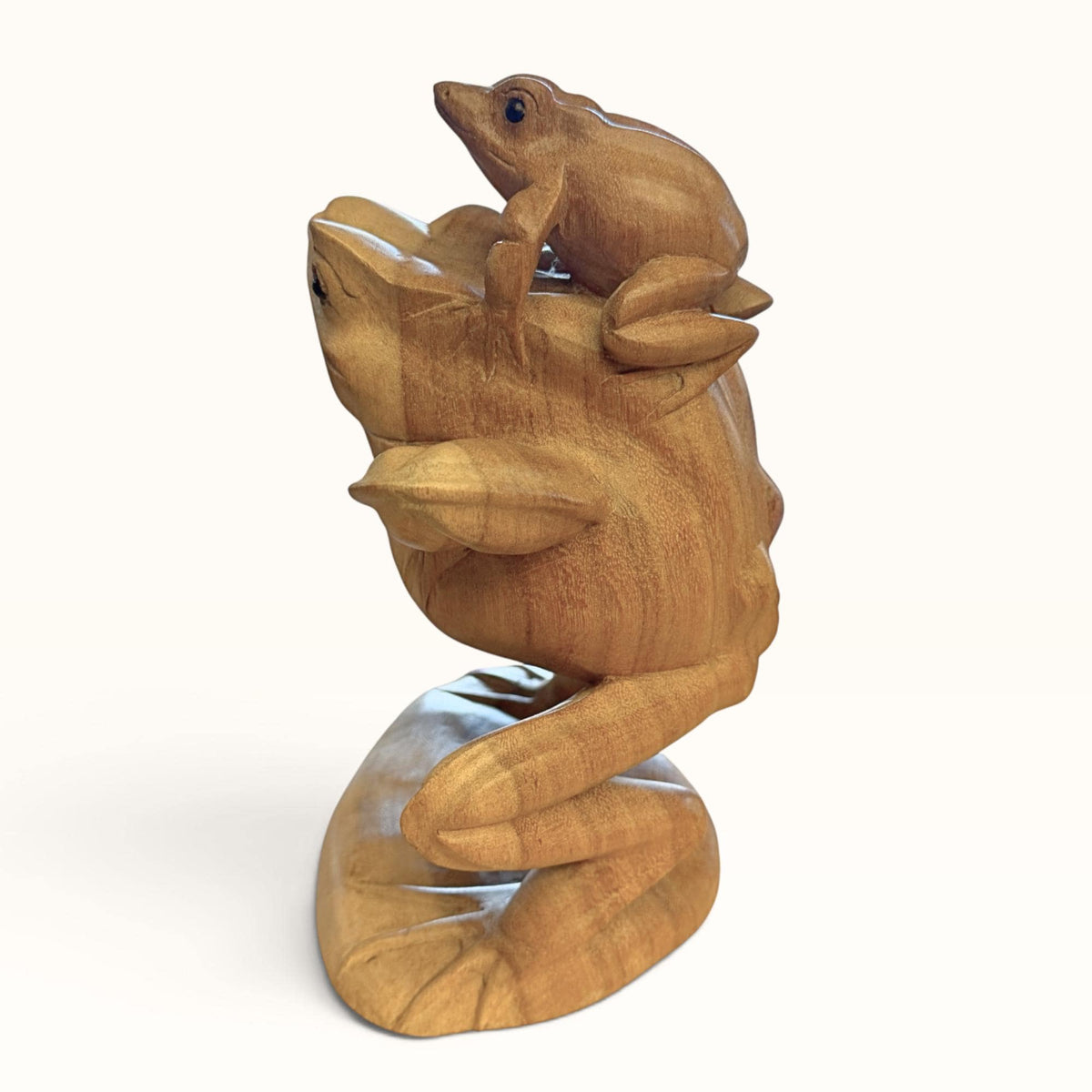 Vintage Balinese Frog with Baby Sculpture, Traditional Balinese Style  Art Wood Carving