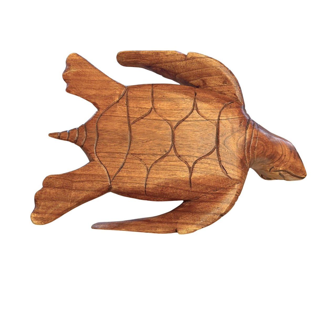 Sea Turtle Sculpture Hand Carved Wood Sea Life Statue, Coastal Nautical Art 16”