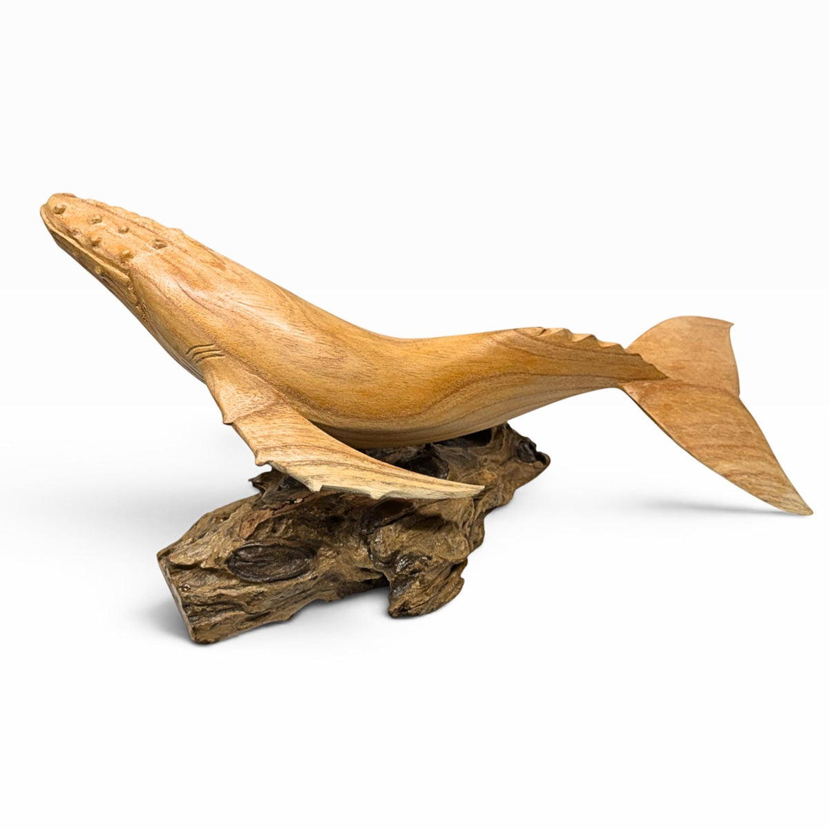 Humpback Whale Sculpture, Hand Carved Wood sea life Statue, Nautical Decor