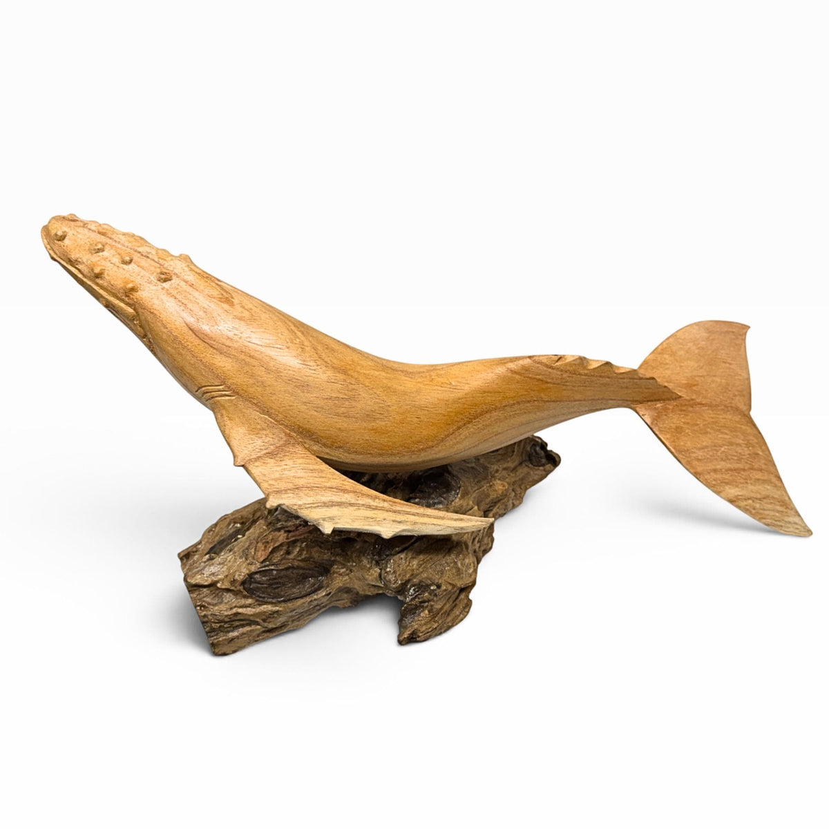 Humpback Whale Sculpture, Hand Carved Wood sea life Statue, Nautical Decor