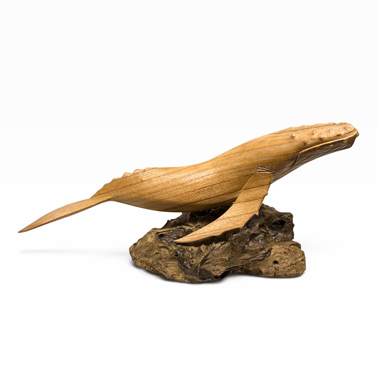 Humpback Whale Sculpture, Hand Carved Wood sea life Statue, Nautical Decor