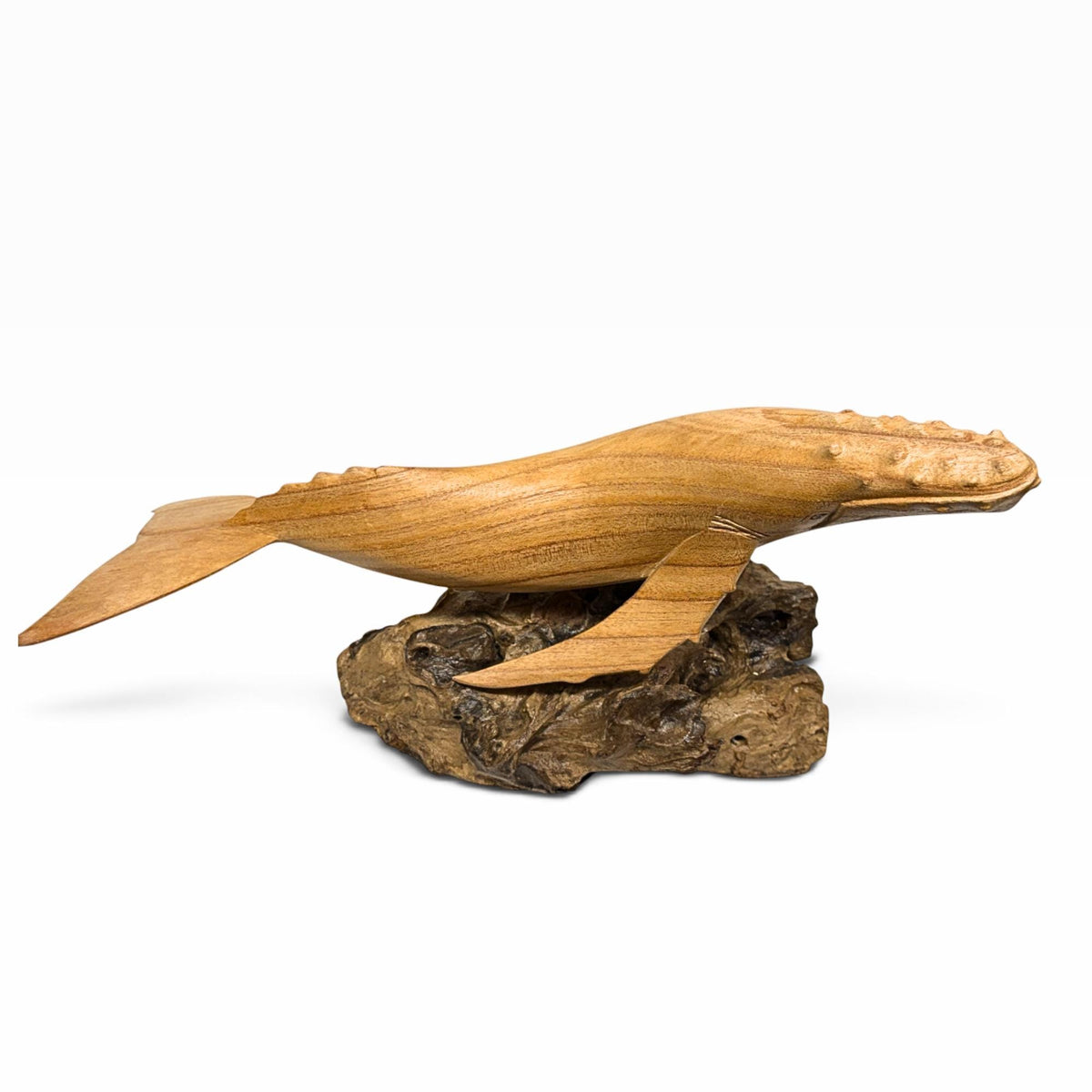 Humpback Whale Sculpture, Hand Carved Wood sea life Statue, Nautical Decor