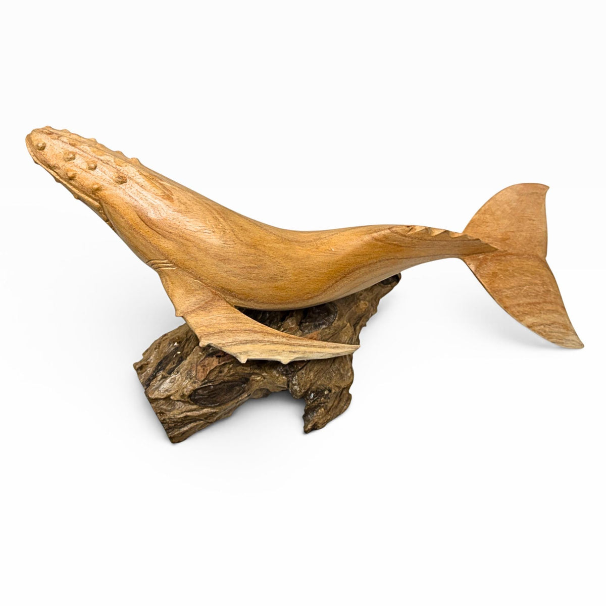 Humpback Whale Sculpture, Hand Carved Wood sea life Statue, Nautical Decor