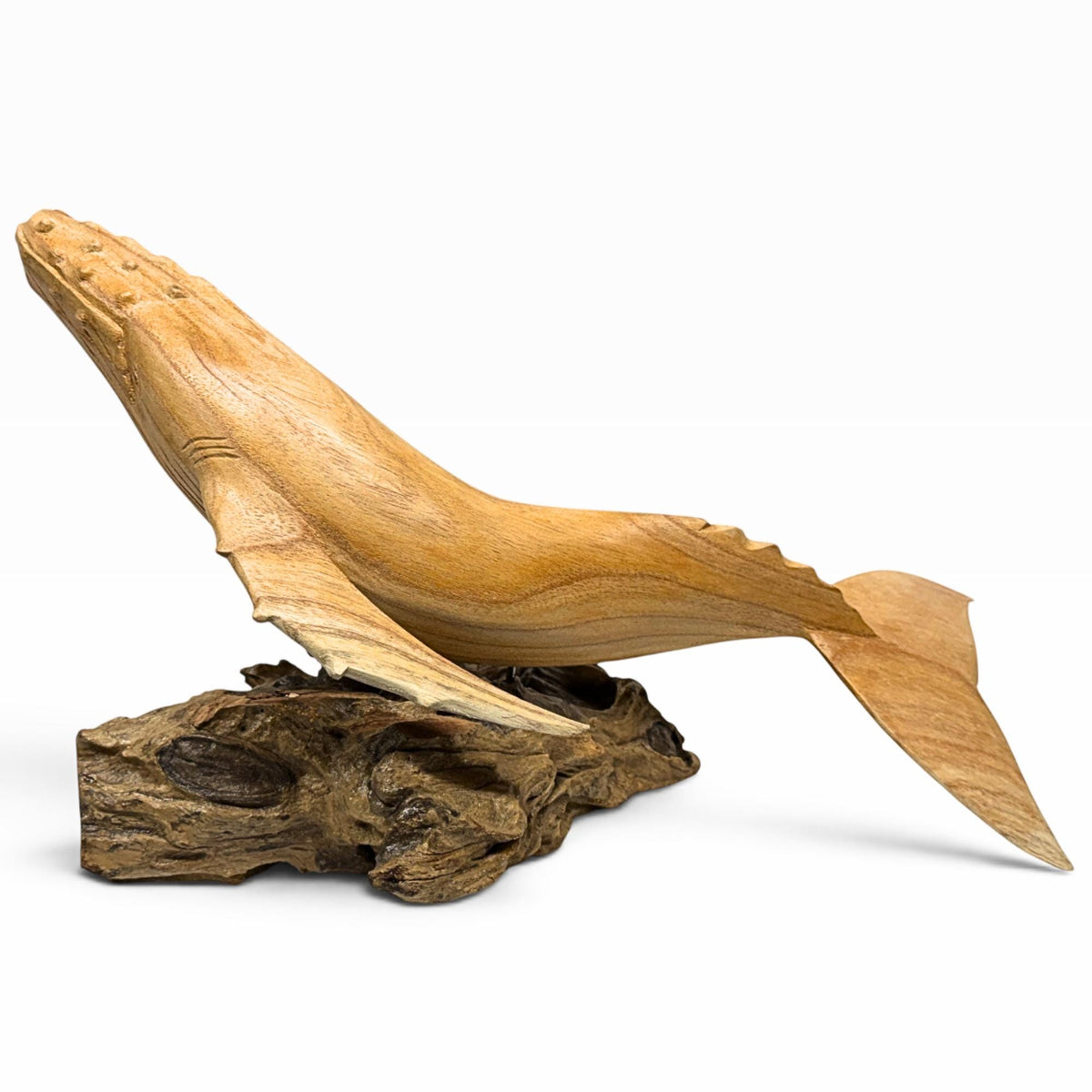 Humpback Whale Sculpture, Hand Carved Wood sea life Statue, Nautical Decor