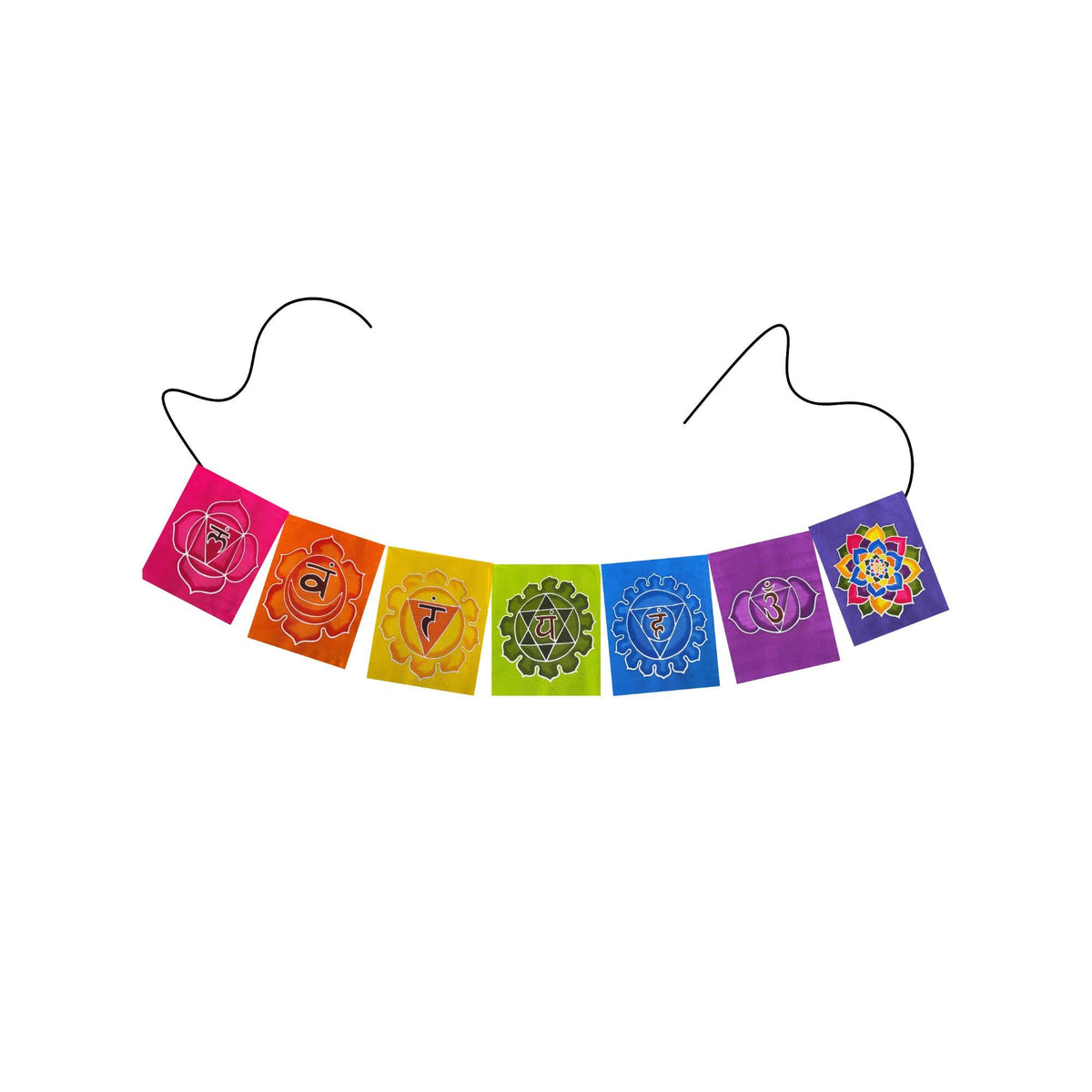 Batik Sacred Chakra Rainbow Prayer Flag: Yoga Meditation Studio,  Home  Garden Decor