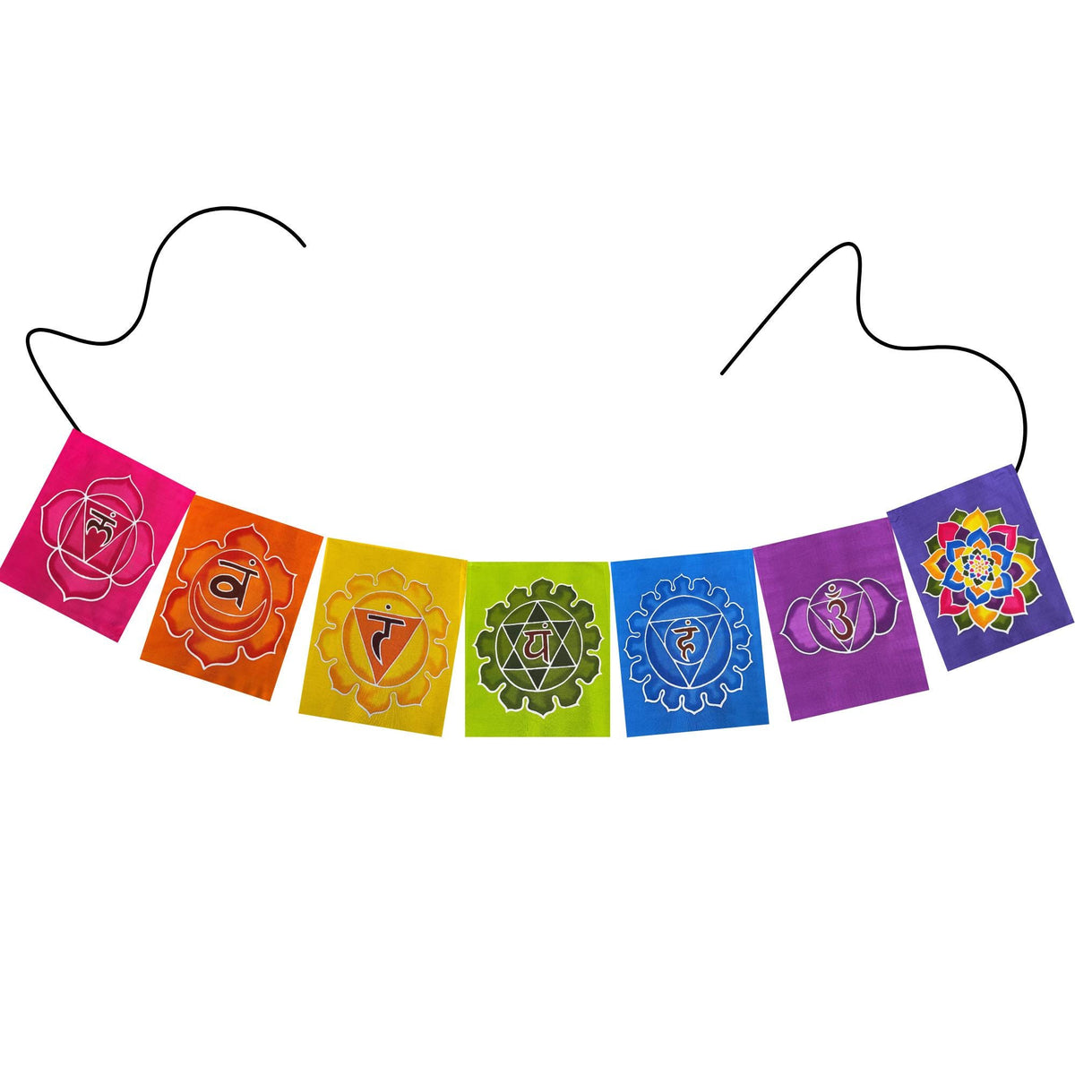 Batik Sacred Chakra Rainbow Prayer Flag: Yoga Meditation Studio,  Home  Garden Decor