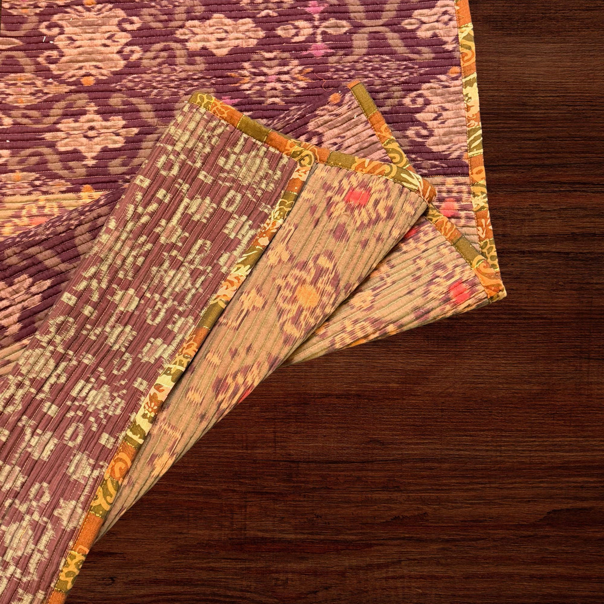 Vintage Batik Patchwork Rug, Indonesian Handmade Carpet Runner, Floral Geometric Upcycled  Fabric