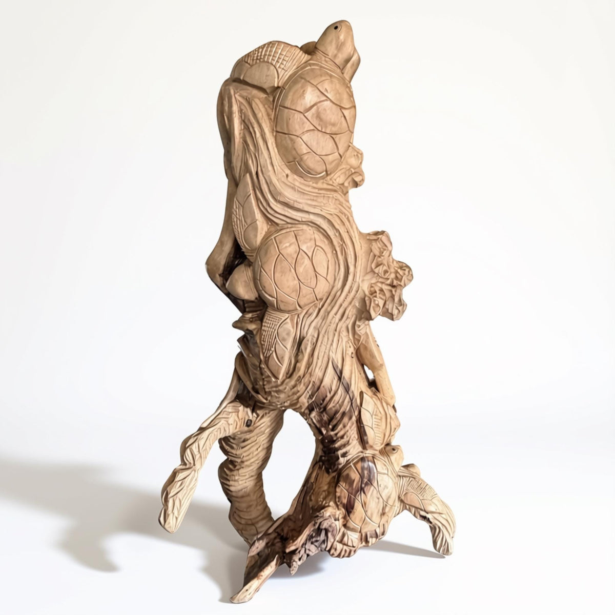 Hand Carved Lobster and Sea Turtle Wood Sculpture, Nautical Ocean Decor, Marine life Art
