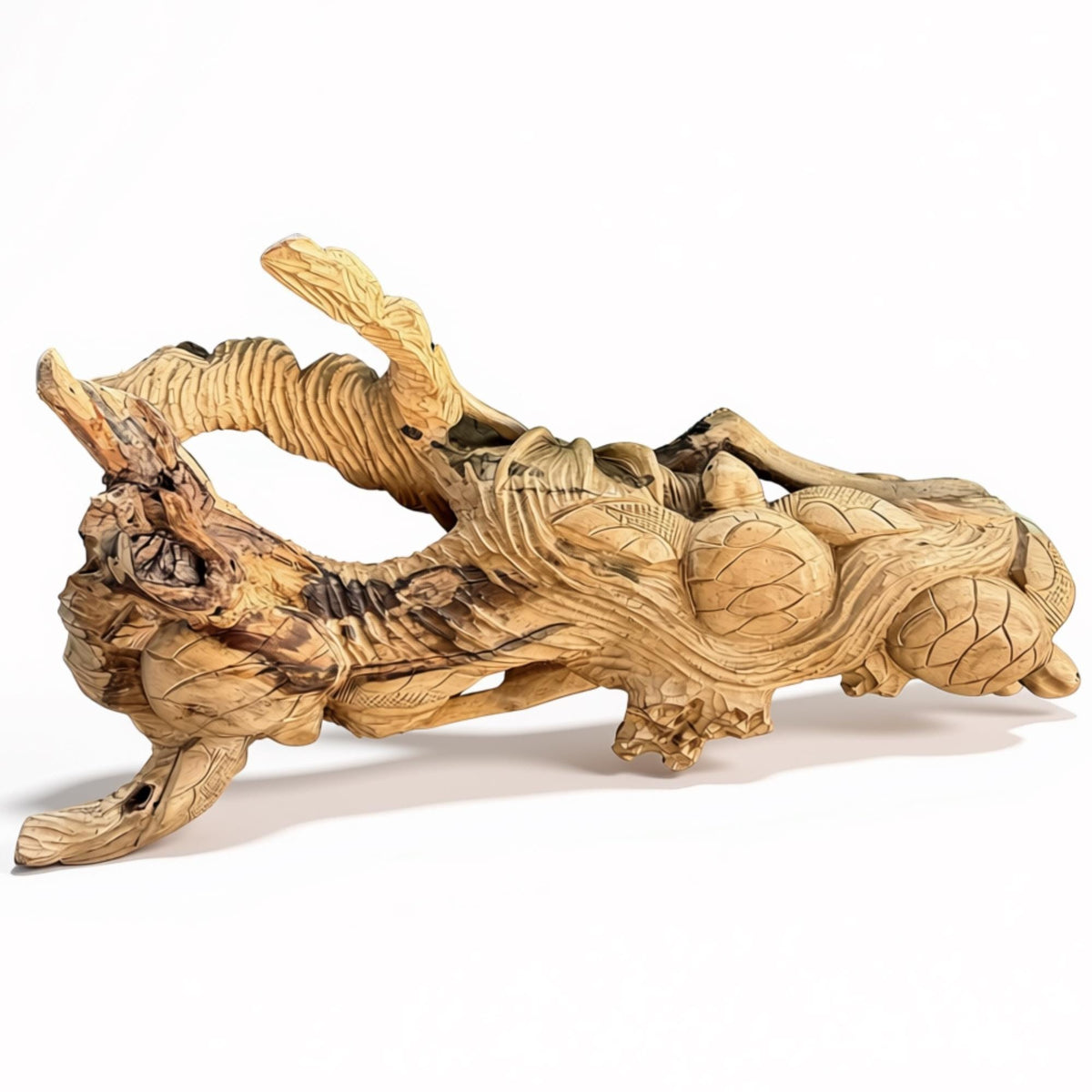 Hand Carved Lobster and Sea Turtle Wood Sculpture, Nautical Ocean Decor, Marine life Art