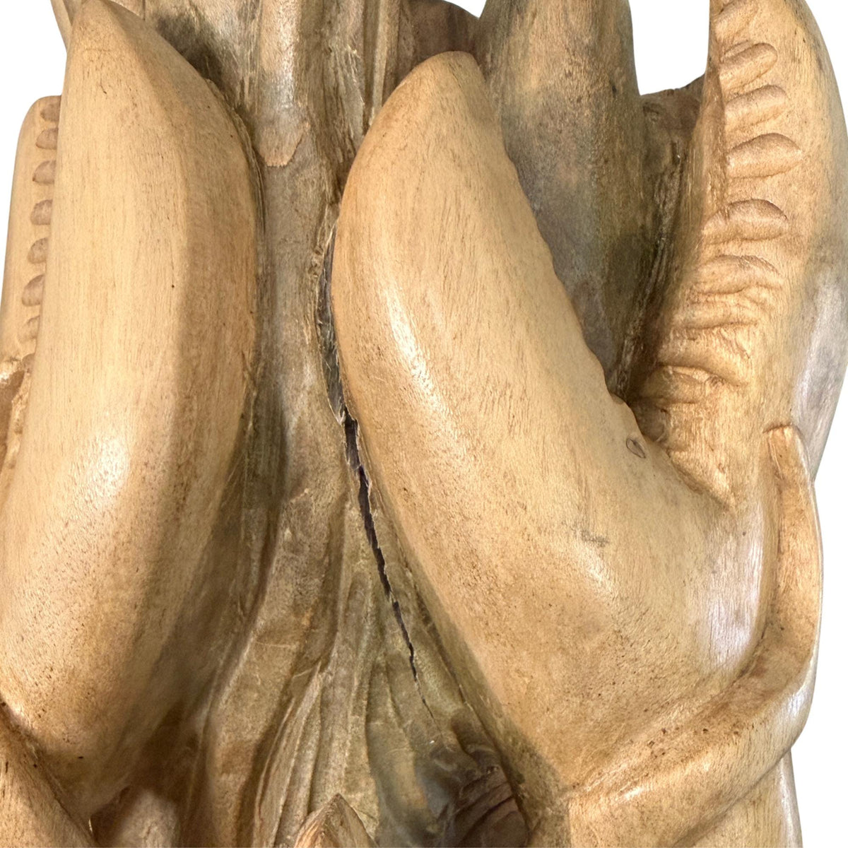 Hand Carved Lobster and Sea Turtle Wood Sculpture, Nautical Ocean Decor, Marine life Art