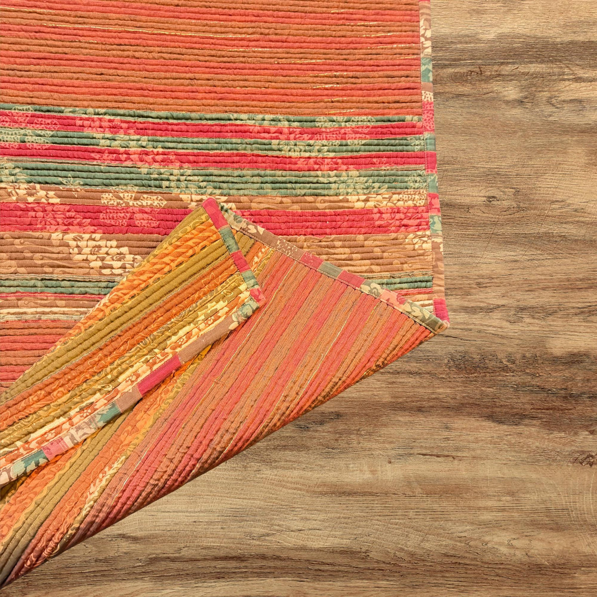 Vintage Batik Patchwork Rug, Indonesian Handmade Carpet Runner, Floral Geometric Upcycled  Fabric
