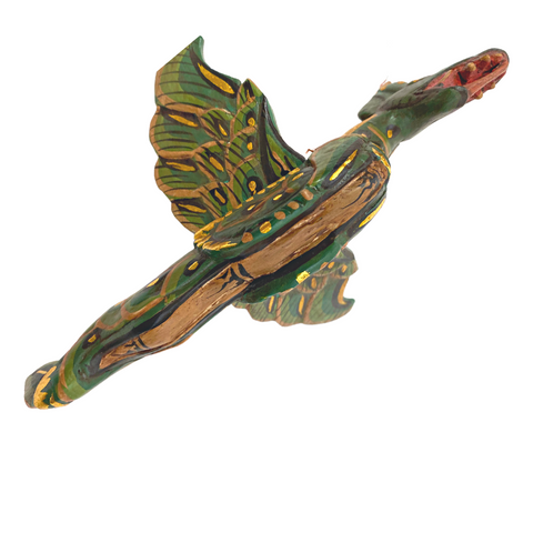 Winged Flying Dragon Naga Mobile Spirit Demon Chaser Handmade Bali Art Green 10"