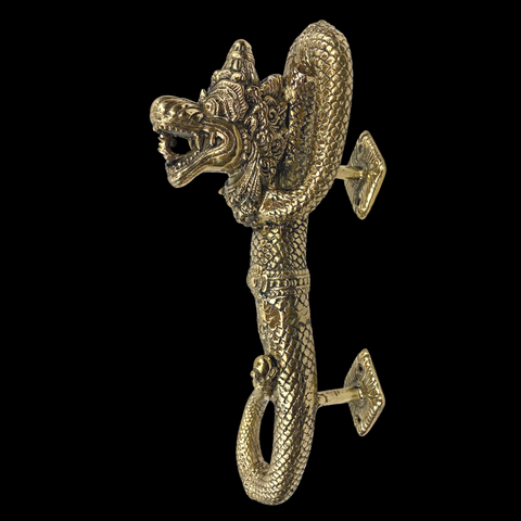 Silvered Bronze Dragon Naga Antaboga Serpent Door Handle door hardware Pull handmade Cast Bronze Metal Bali Art