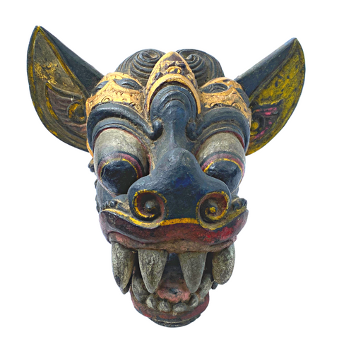Old Balinese Mask Barong Singa Topeng Hand Carved wood Bali FOLK ART Indonesian