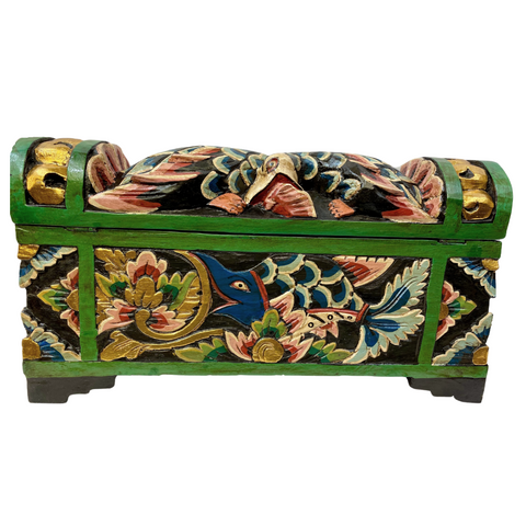 Balinese DOWRY Box Wedding Lontar Offering Chest Carved Painted Wood Bali Art