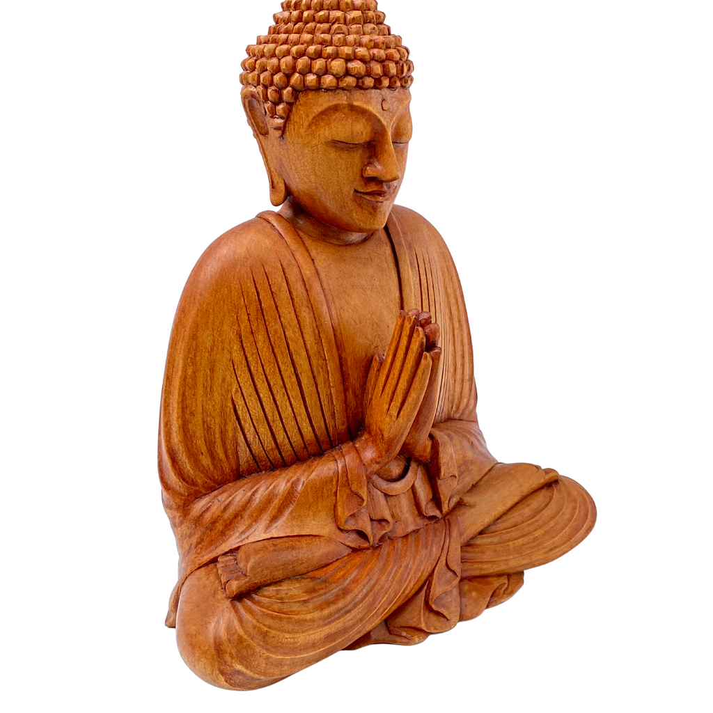 Namaste' Blessing Buddha Sculpture Handmade wood carving Statue Balinese Art