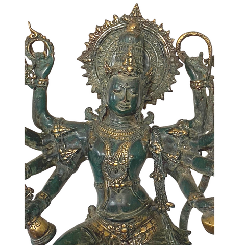 Shiva Nataraja Sculpture Deepam Lamps Handmade Cast Bronze Hindu Art Statue 26"