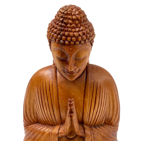 Namaste' Blessing Buddha Sculpture Hand carved wood carving Statue Balinese Art