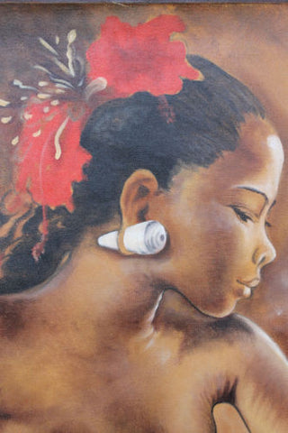 Balinese Nude Women Classic Painting Fine Wall art Signed Ubud Bali 46"X39" - Acadia World Traders