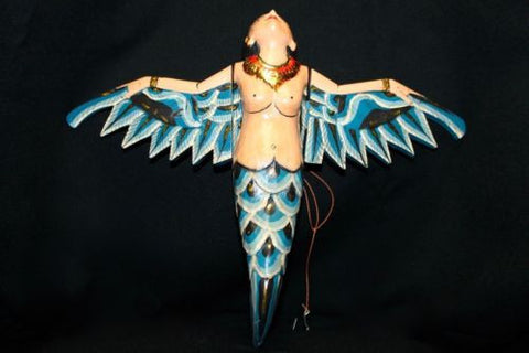 Flying Mermaid Mobile Winged GODDESS Demon Chaser Guardian carved Bali Art 11" - Acadia World Traders